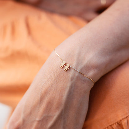 Pulseira Ouro 18k 2 Filhos Menino Menina Mãozinha