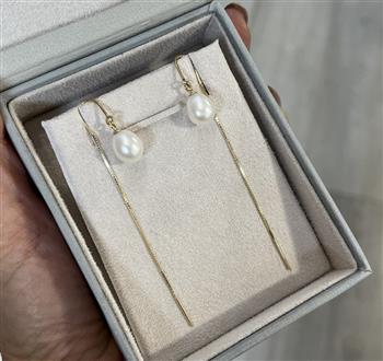 Brinco Gancho Pérola e Corrente Ouro 18k