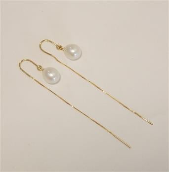 Brinco Gancho Pérola e Corrente Ouro 18k