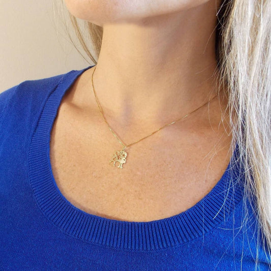 Pingente 2 Meninas Ouro 18k