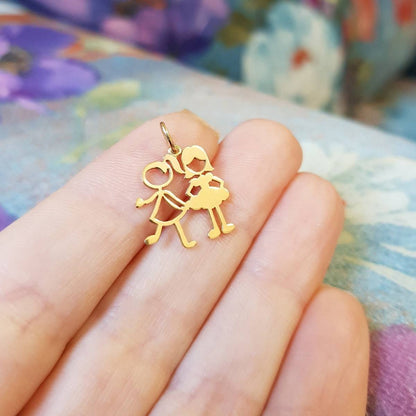 Pingente 2 Meninas Ouro 18k