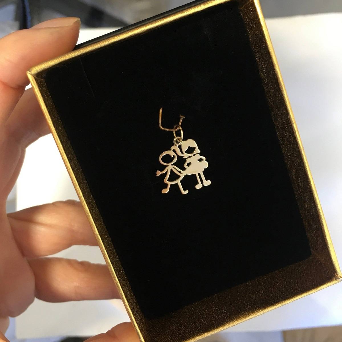 Pingente 2 Meninas Ouro 18k