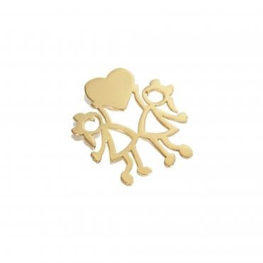 Pingente Casal Filhos Coração Ouro 18k