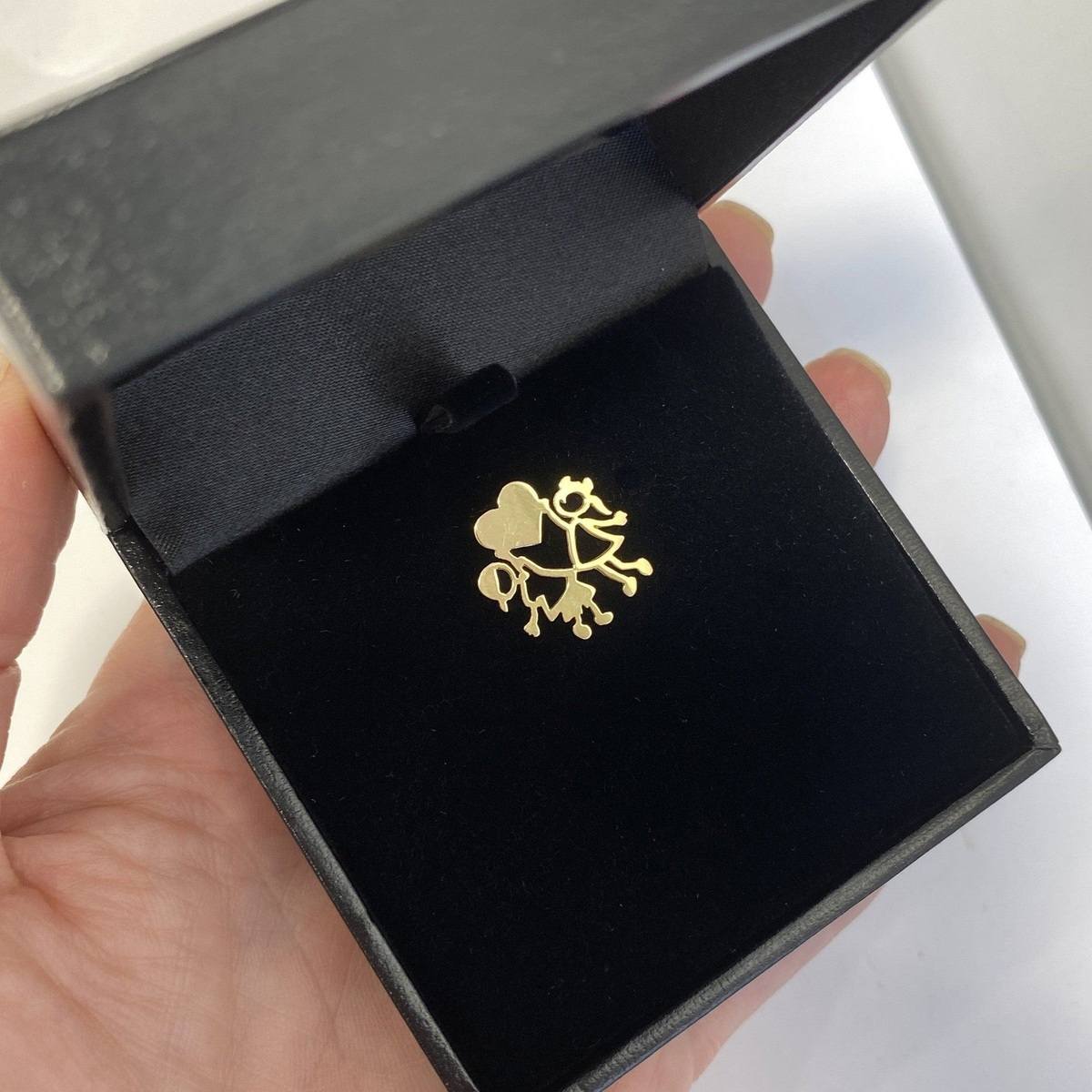 Pingente Casal Filhos Coração Ouro 18k