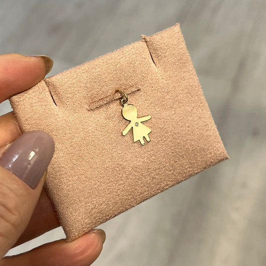 Pingente Menina 13mm Diamante Ouro 18k