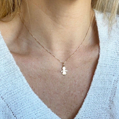 Pingente Menina 13mm Diamante Ouro 18k