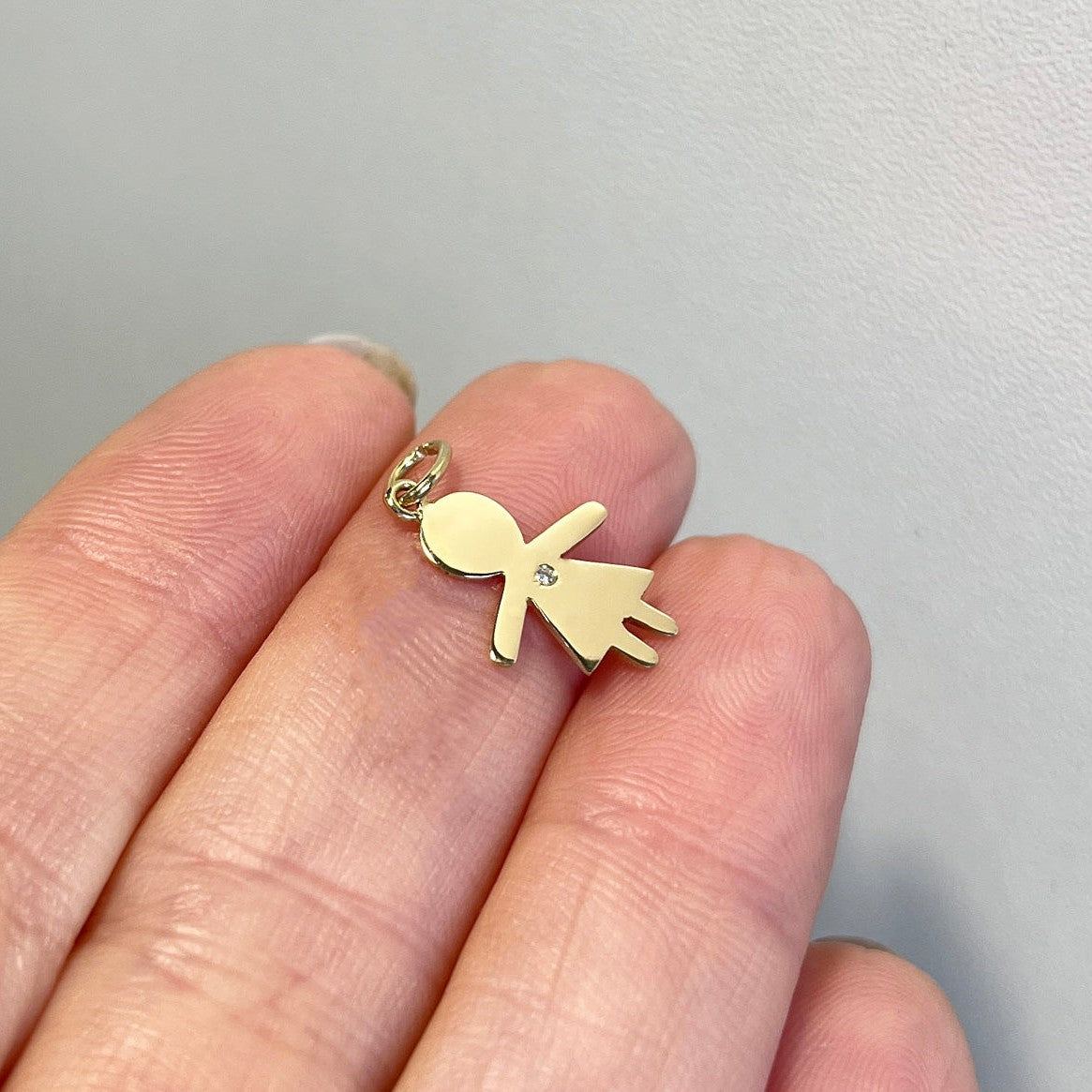 Pingente Menina 13mm Diamante Ouro 18k