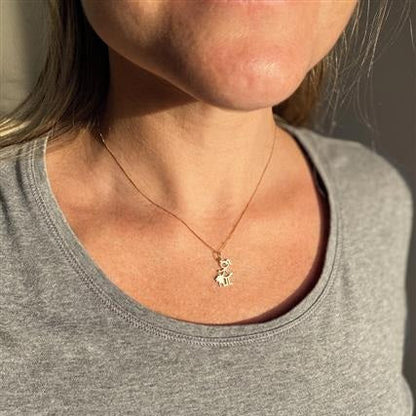 Pingente Menina e Pet Ouro 18k