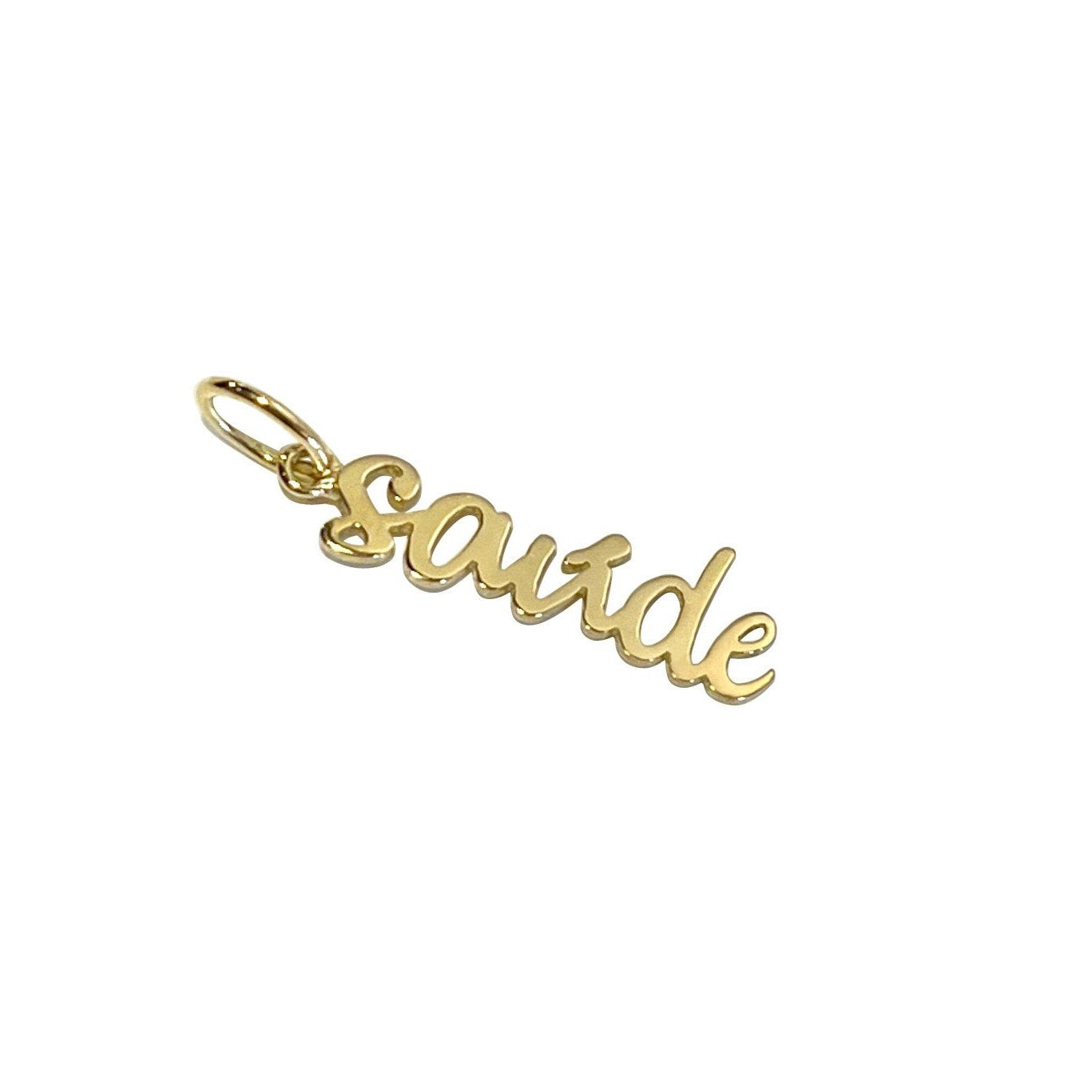 Pingente Palavra Saúde Ouro 18k