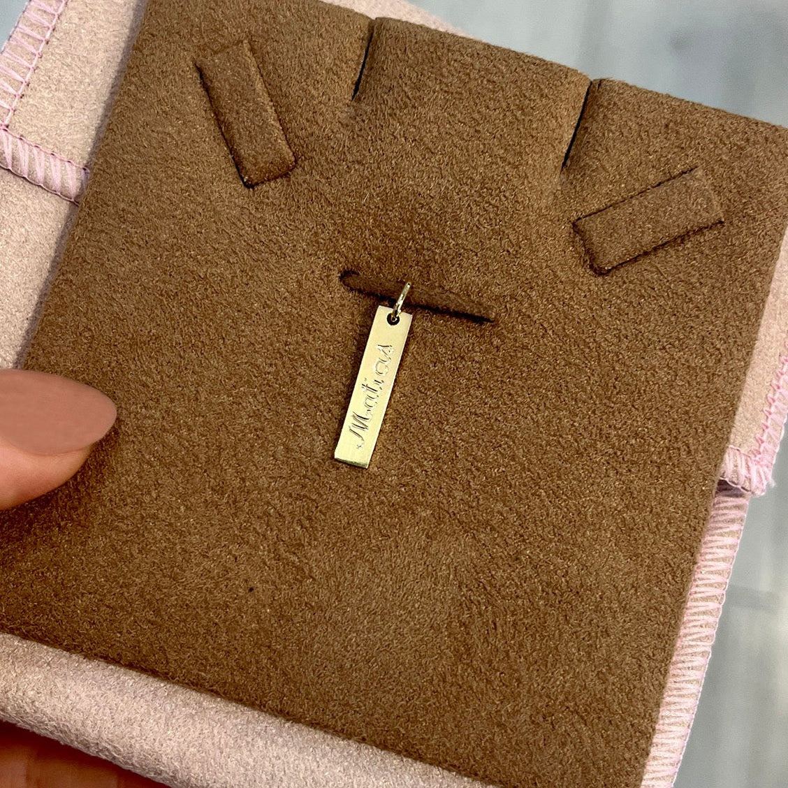 Pingente Placa Retangular Nome Ouro 18k