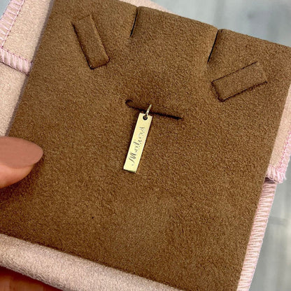 Pingente Placa Retangular Nome Ouro 18k