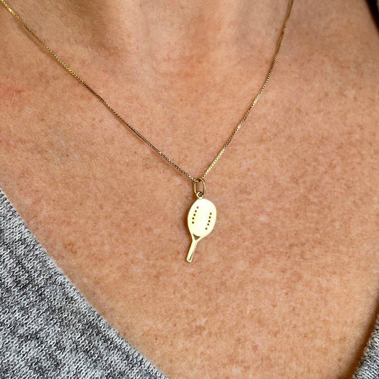 Pingente Raquete Beach Tenis Ouro 18k