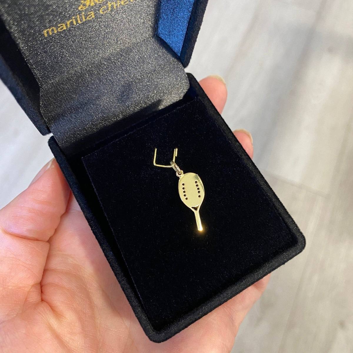Pingente Raquete Beach Tenis Ouro 18k