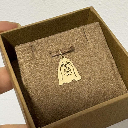 Pingente Shih tzu pelo longo em ouro 18k no estojo joia