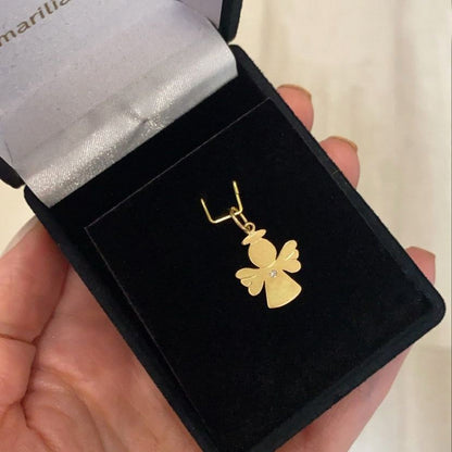 Pingente Anjo Diamante Ouro 18k