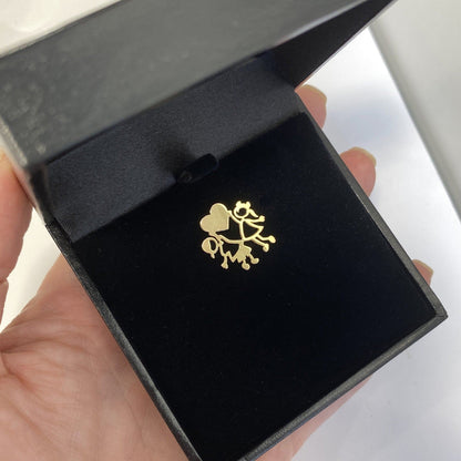 Pingente Casal Filhos Coração Ouro 18k