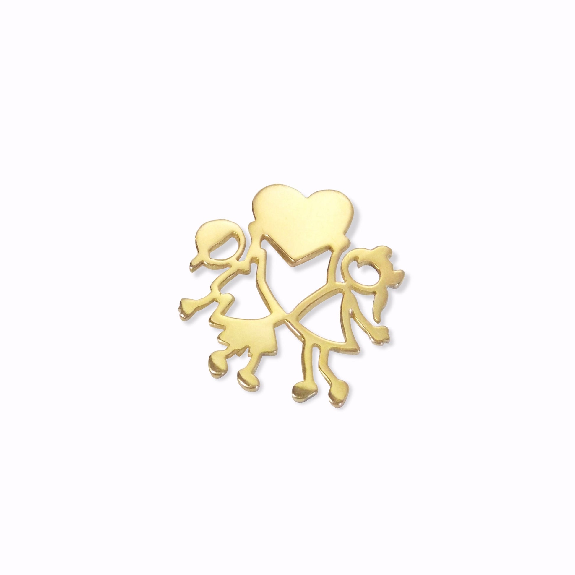 Pingente Casal Filhos Coração Ouro 18k