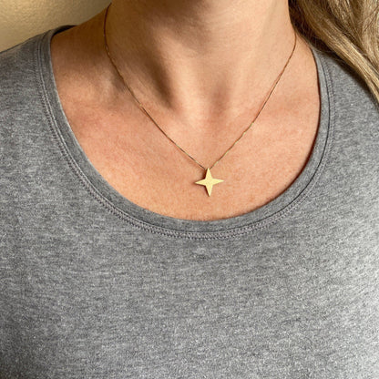 Pingente Estrela 4 Pontas Ouro 18k