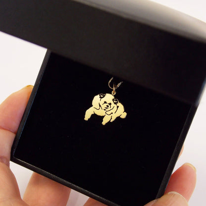 Pingente Poodle Ouro 18k Personalizado Laços na embalagem