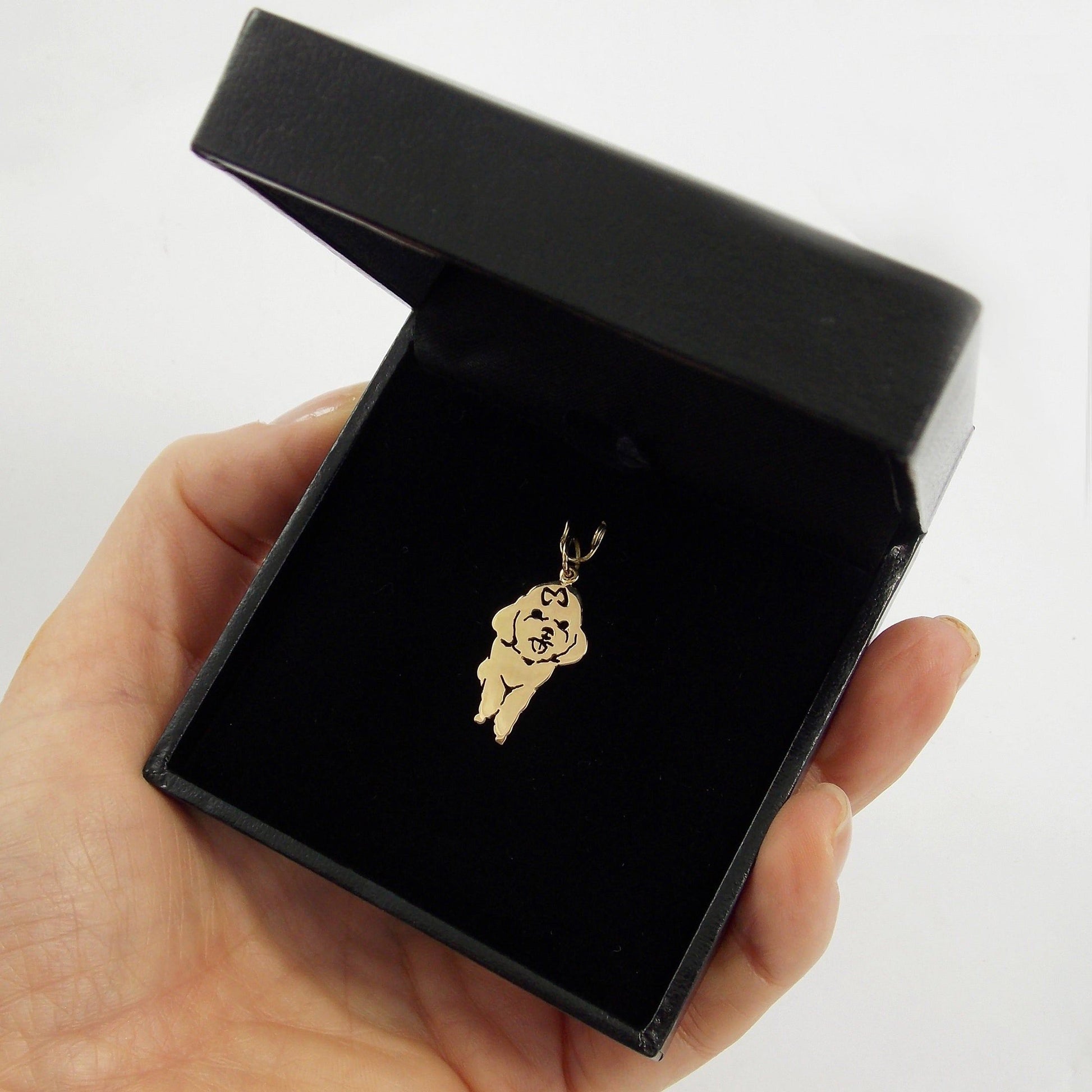 Pingente Poodle Laço Ouro 18k