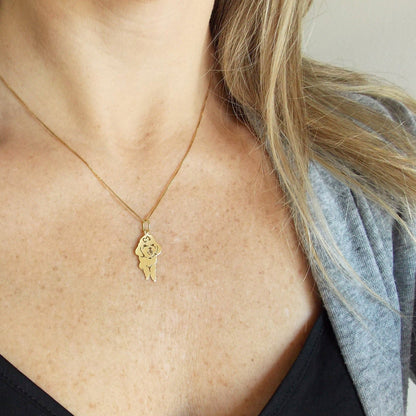 Pingente Poodle Ouro 18k Laço