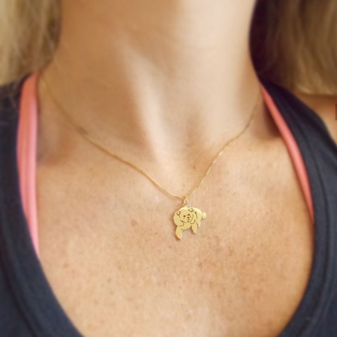 Pingente Poodle Ouro 18k Personalizado Laços