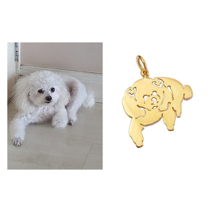 desenho personalizadp Pingente Poodle Ouro 18k Laços