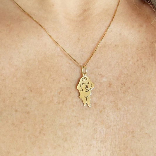 Pingente Poodle Laço Ouro 18k