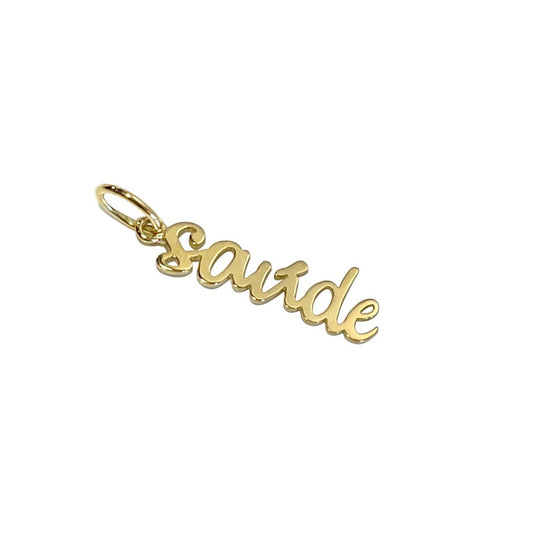 Pingente Palavra Saúde Ouro 18k