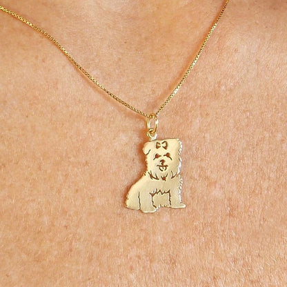 Pingente Pet Yorkshire Laço Ouro 18K