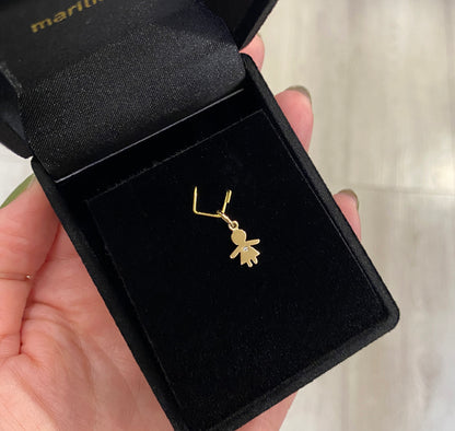 Pingente Menina 8mm Brilhante Ouro 18k na embalagem