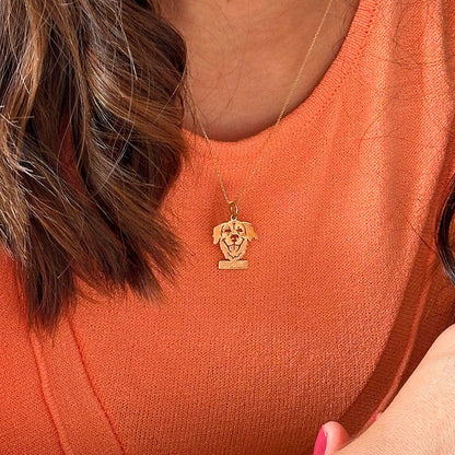 Pingente Golden Retriever Ouro 18k Placa Nome