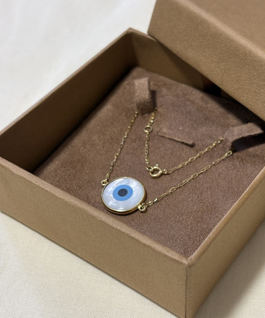 Pulseira Olho Grego em caixa de presente marrom