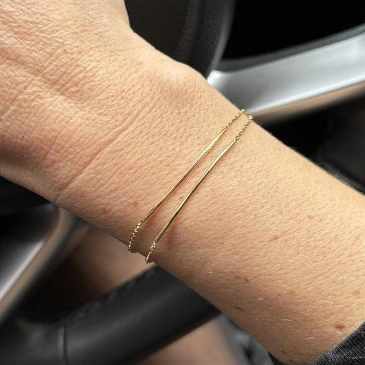 Pulseira Palito Fio Ouro 18k em uso