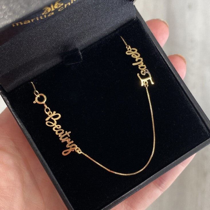 Pulseira de Ouro 18K Dois Nomes