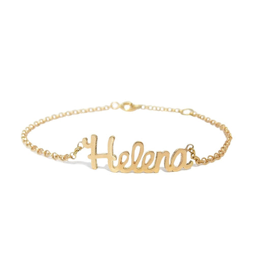 Pulseira de Ouro 18K Infantil com Nome em fundo branco