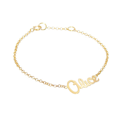 Pulseira de Ouro 18K Infantil com Nome em fundo branco