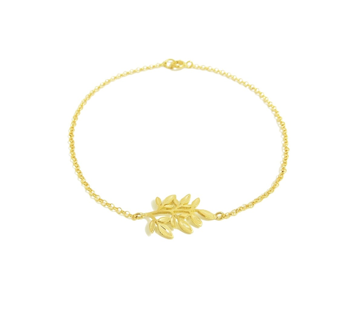 pulseira de ouro 18k arruda em fundo branco