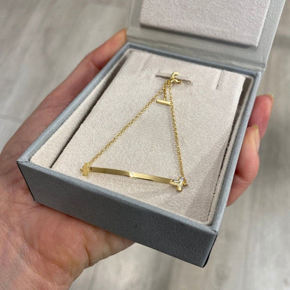 Pulseira de Ouro 18k Corrente e Barra