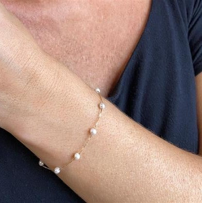 Pulseira de Ouro 18k Pérolas