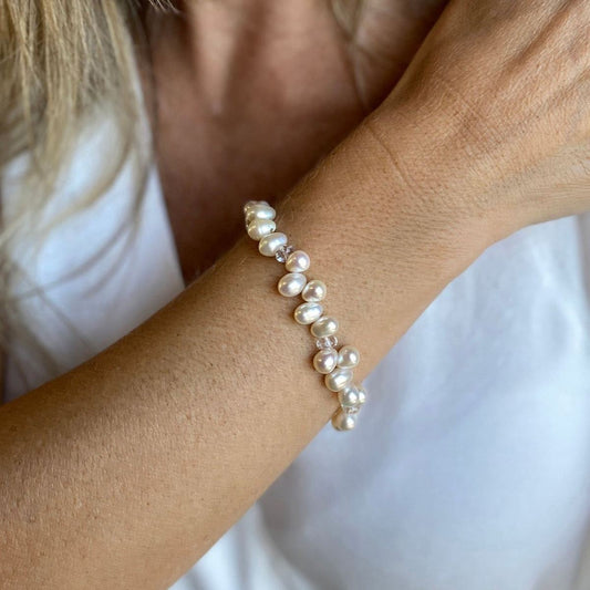 Pulseira de Ouro 18k Pérolas Gotinha