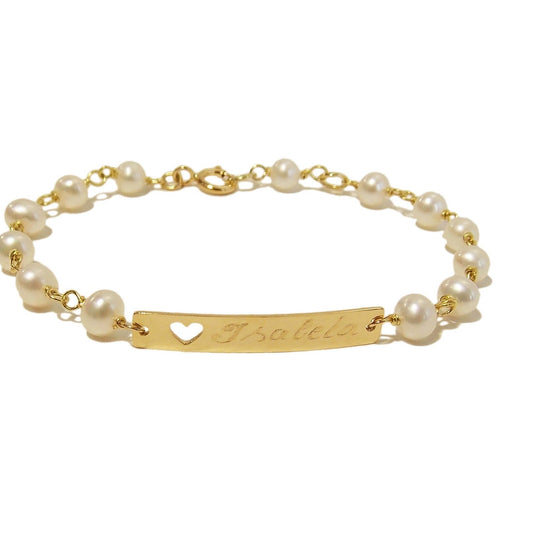 Pulseira de Ouro Bebe Melindrosa Pérolas em fundo branco