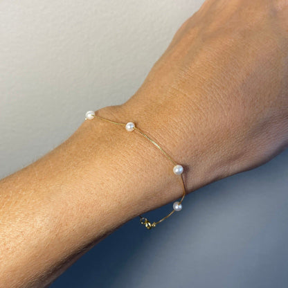 Pulseira Ouro 18k Pérolas Pequenas