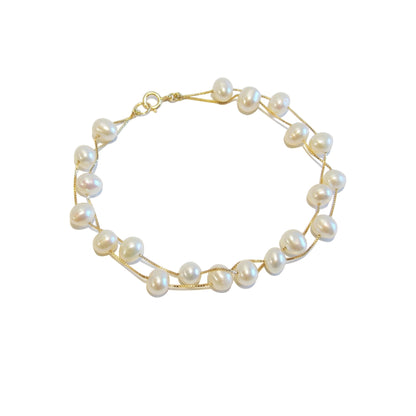 Pulseira Dupla Pérolas Ouro 18k