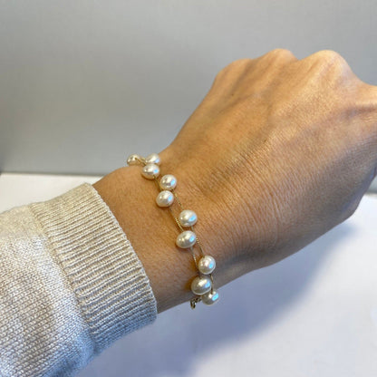 Pulseira Dupla Pérolas Ouro 18k