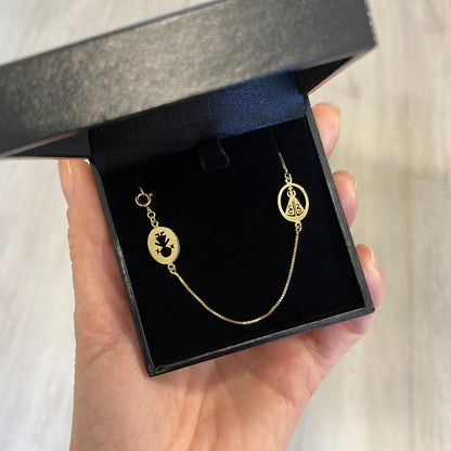 Pulseira Escapulário Menina Nossa Senhora Carmo Ouro 18K