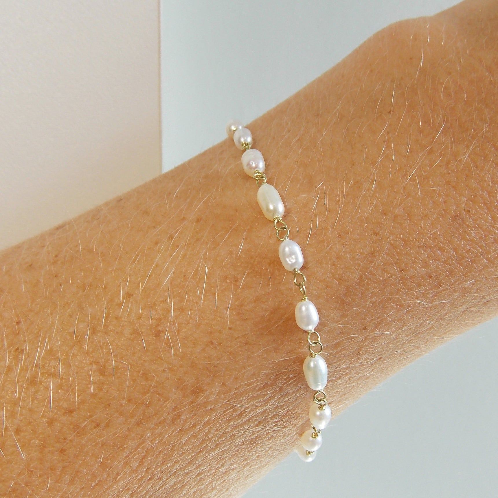 Pulseira ouro 18k com pérolas