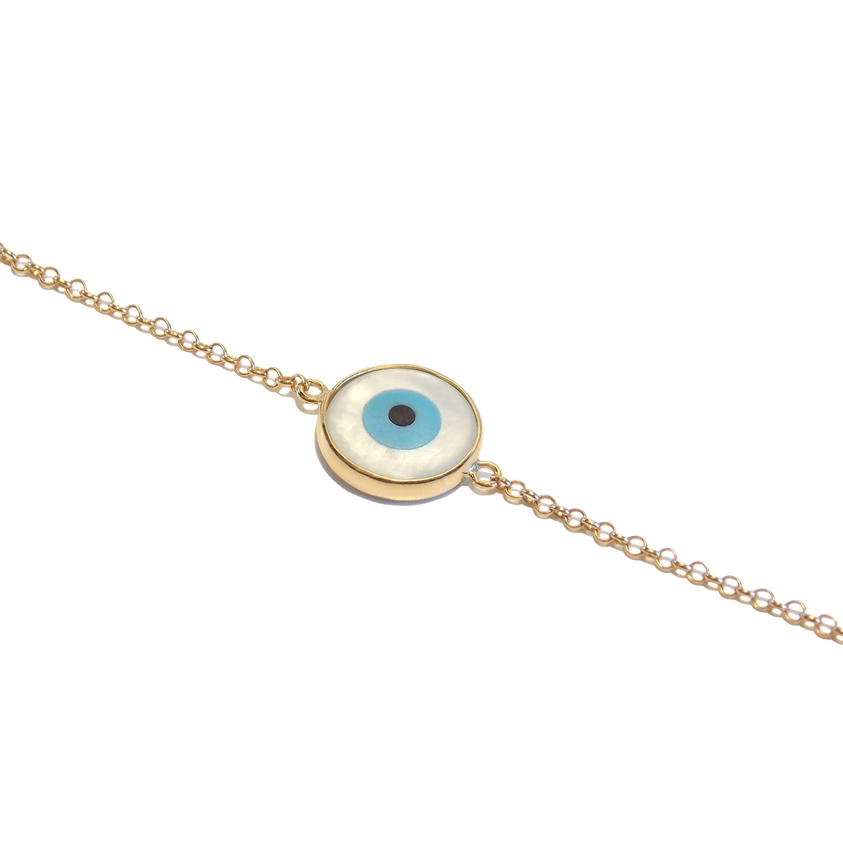 Pulseira Olho Grego Pressão Ouro 18K