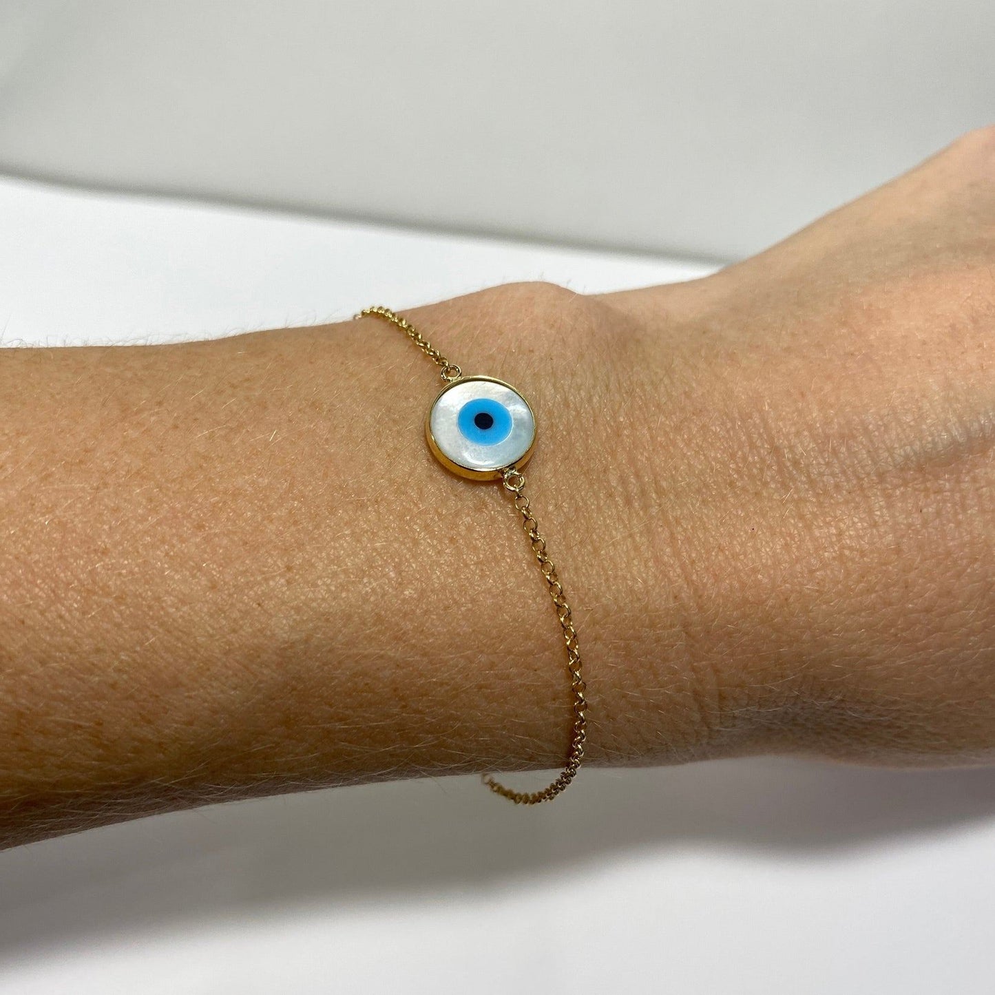 Pulseira Olho Grego Pressão Ouro 18K