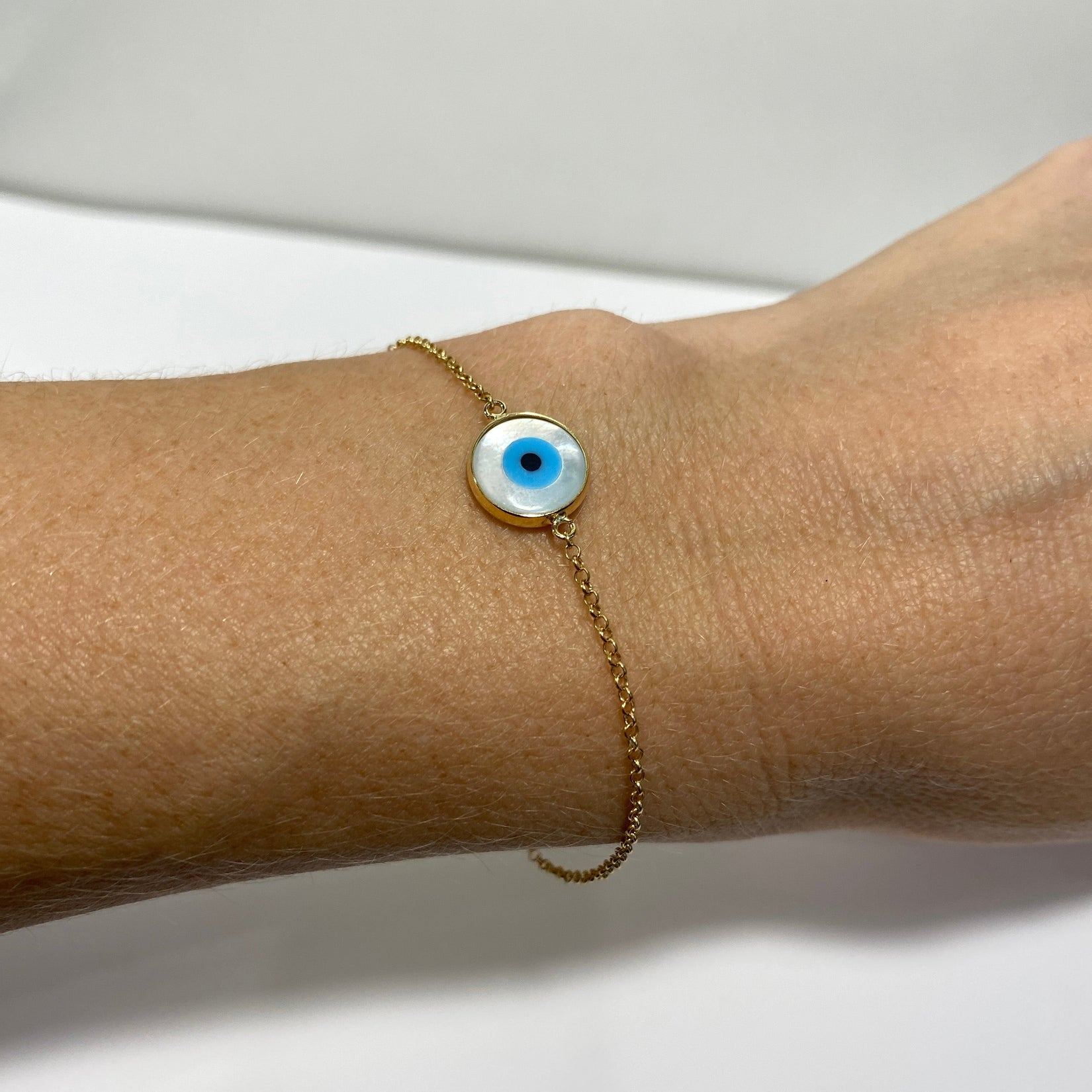 Pulseira Olho Grego Pressão Ouro 18K